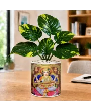 Artificial Tree Ceramic Photo Pot With White Stones 3x4 Inch (F165296)