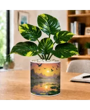 Artificial Tree Ceramic Photo Pot With White Stones 3x4 Inch (F165299)