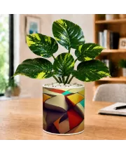 Artificial Tree Ceramic Photo Pot With White Stones 3x4 Inch (F165300)