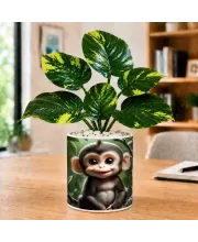 Artificial Tree Ceramic Photo Pot With White Stones 3x4 Inch (F165302)