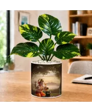 Artificial Tree Ceramic Photo Pot With White Stones 3x4 Inch (F165304)