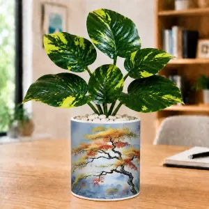 Artificial Tree Ceramic Photo Pot With White Stones 3x4 Inch (F165305) Artificial Tree Ceramic Photo Pot With White Stones 3x4 Inch (F165305)
