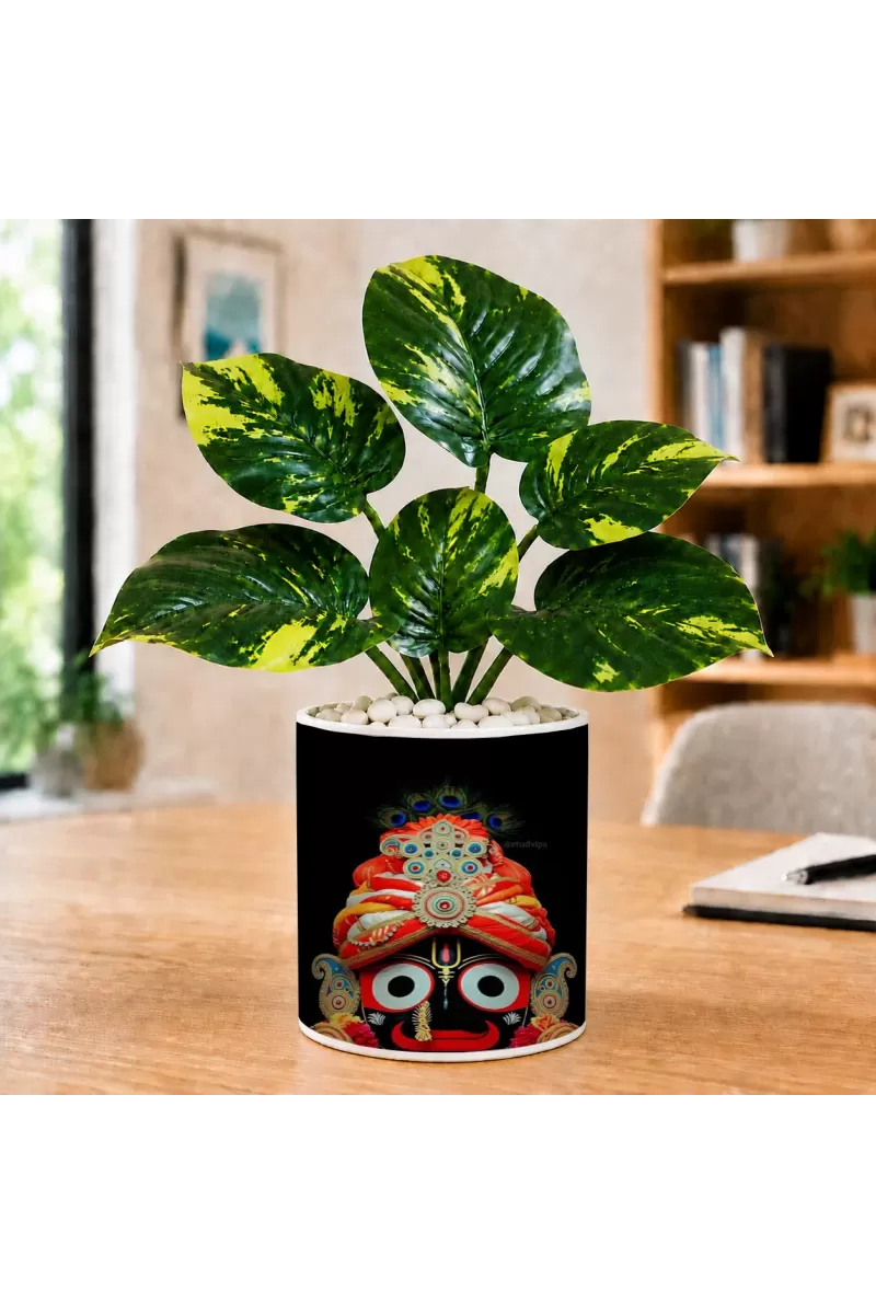 Artificial Tree Ceramic Photo Pot With White Stones 3x4 Inch (F165306)