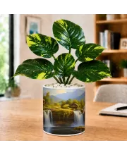 Artificial Tree Ceramic Photo Pot With White Stones 3x4 Inch (F165311)