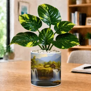 Artificial Tree Ceramic Photo Pot With White Stones 3x4 Inch (F165311) Artificial Tree Ceramic Photo Pot With White Stones 3x4 Inch (F165311)