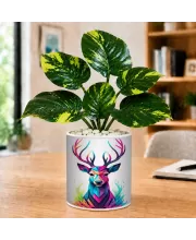 Artificial Tree Ceramic Photo Pot With White Stones 3x4 Inch (F165314)