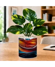 Artificial Tree Ceramic Photo Pot With White Stones 3x4 Inch (F165318)