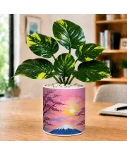 Artificial Tree Ceramic Photo Pot With White Stones 3x4 Inch (F165319)