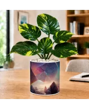 Artificial Tree Ceramic Photo Pot With White Stones 3x4 Inch (F165326)