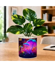 Artificial Tree Ceramic Photo Pot With White Stones 3x4 Inch (F165329)
