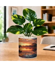 Artificial Tree Ceramic Photo Pot With White Stones 3x4 Inch (F165340)