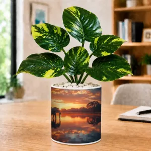 Artificial Tree Ceramic Photo Pot With White Stones 3x4 Inch (F165340) Artificial Tree Ceramic Photo Pot With White Stones 3x4 Inch (F165340)