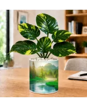 Artificial Tree Ceramic Photo Pot With White Stones 3x4 Inch (F165341)
