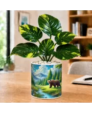 Artificial Tree Ceramic Photo Pot With White Stones 3x4 Inch (F165342)