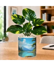 Artificial Tree Ceramic Photo Pot With White Stones 3x4 Inch (F165347)