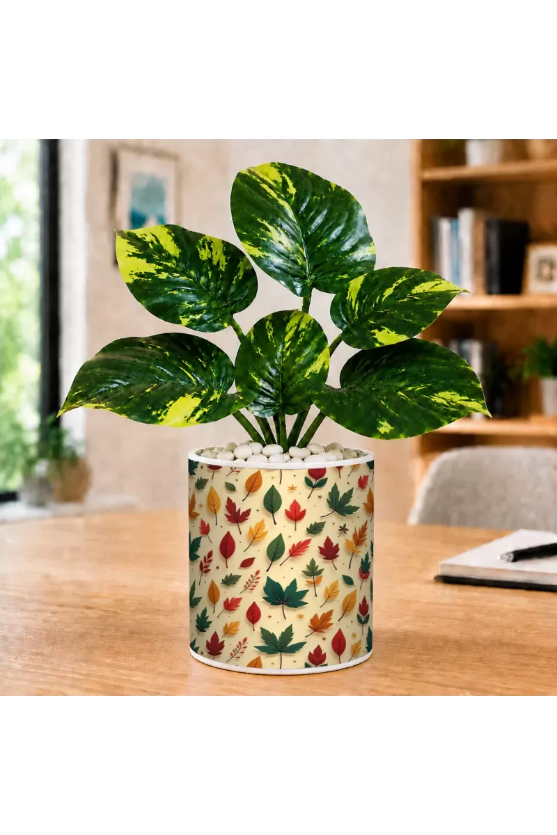 Artificial Tree Ceramic Photo Pot With White Stones 3x4 Inch (F165355)