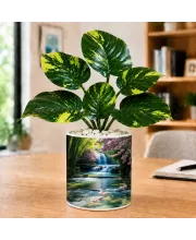 Artificial Tree Ceramic Photo Pot With White Stones 3x4 Inch (F165361)