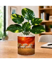 Artificial Tree Ceramic Photo Pot With White Stones 3x4 Inch (F165368)