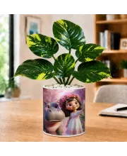 Artificial Tree Ceramic Photo Pot With White Stones 3x4 Inch (F165372)