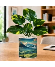 Artificial Tree Ceramic Photo Pot With White Stones 3x4 Inch (F165375)
