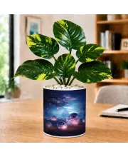 Artificial Tree Ceramic Photo Pot With White Stones 3x4 Inch (F165385)