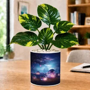 Artificial Tree Ceramic Photo Pot With White Stones 3x4 Inch (F165385) Artificial Tree Ceramic Photo Pot With White Stones 3x4 Inch (F165385)