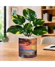 Artificial Tree Ceramic Photo Pot With White Stones 3x4 Inch (F165386)