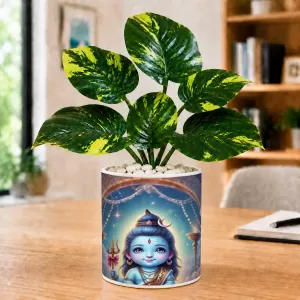 Artificial Tree Ceramic Photo Pot With White Stones 3x4 Inch (F165391) Artificial Tree Ceramic Photo Pot With White Stones 3x4 Inch (F165391)