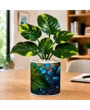 Artificial Tree Ceramic Photo Pot With White Stones 3x4 Inch (F165396)