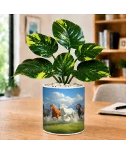 Artificial Tree Ceramic Photo Pot With White Stones 3x4 Inch (F165398)