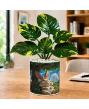 Artificial Tree Ceramic Photo Pot With White Stones 3x4 Inch (F165400)