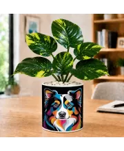 Artificial Tree Ceramic Photo Pot With White Stones 3x4 Inch (F165401)