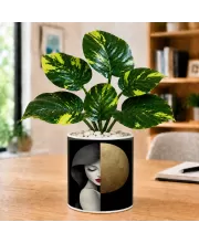Artificial Tree Ceramic Photo Pot With White Stones 3x4 Inch (F165402)