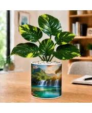 Artificial Tree Ceramic Photo Pot With White Stones 3x4 Inch (F165405)