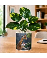 Artificial Tree Ceramic Photo Pot With White Stones 3x4 Inch (F165406)