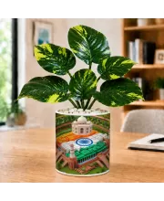Artificial Tree Ceramic Photo Pot With White Stones 3x4 Inch (F165408)