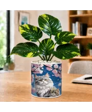 Artificial Tree Ceramic Photo Pot With White Stones 3x4 Inch (F165409)