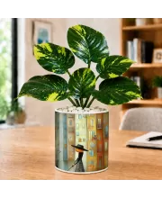Artificial Tree Ceramic Photo Pot With White Stones 3x4 Inch (F165413)