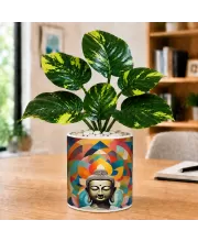 Artificial Tree Ceramic Photo Pot With White Stones 3x4 Inch (F165414)