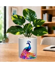 Artificial Tree Ceramic Photo Pot With White Stones 3x4 Inch (F165416)