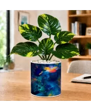 Artificial Tree Ceramic Photo Pot With White Stones 3x4 Inch (F165418)