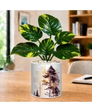 Artificial Tree Ceramic Photo Pot With White Stones 3x4 Inch (F165423)