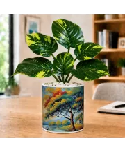 Artificial Tree Ceramic Photo Pot With White Stones 3x4 Inch (F165424)