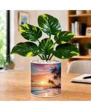 Artificial Tree Ceramic Photo Pot With White Stones 3x4 Inch (F165427)