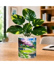 Artificial Tree Ceramic Photo Pot With White Stones 3x4 Inch (F165430)