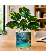 Artificial Tree Ceramic Photo Pot With White Stones 3x4 Inch (F165432)