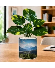 Artificial Tree Ceramic Photo Pot With White Stones 3x4 Inch (F165436)