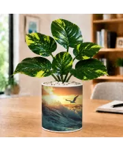 Artificial Tree Ceramic Photo Pot With White Stones 3x4 Inch (F165441)