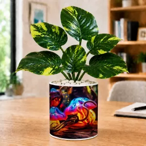 Artificial Tree Ceramic Photo Pot With White Stones 3x4 Inch (F165443)