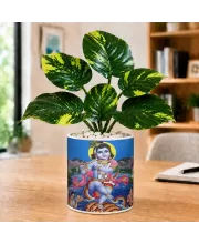 Artificial Tree Ceramic Photo Pot With White Stones 3x4 Inch (F165445)